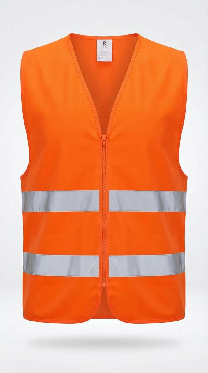 Chaleco naranja con bandas reflejantes plateadas