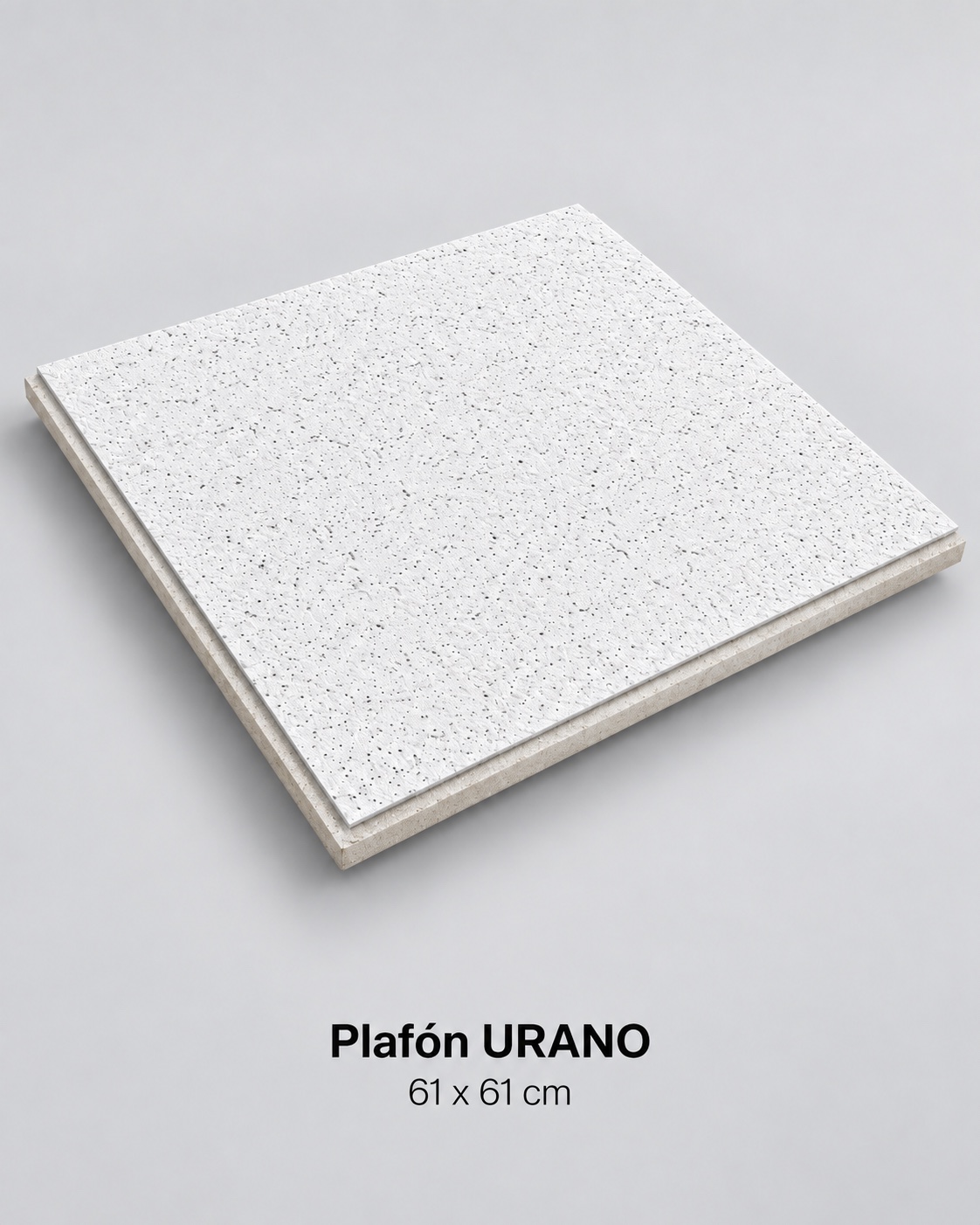Plafón URANO blanco con textura sutil, formato 61 × 61 cm